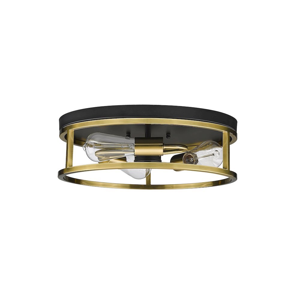 3-Light Black And Gold Metal Flush Mount