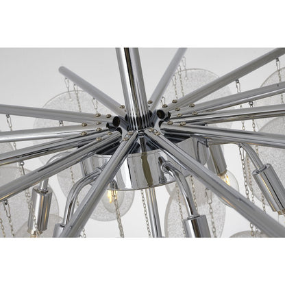 7-Light Chrome Chandelier With Frosted Glass