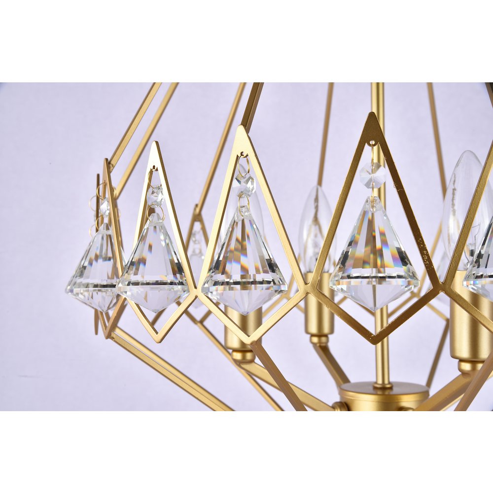 4-Light Gold Metal Chandelier With Clear Crystal Accents