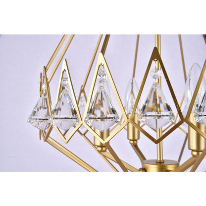 4-Light Gold Metal Chandelier With Clear Crystal Accents