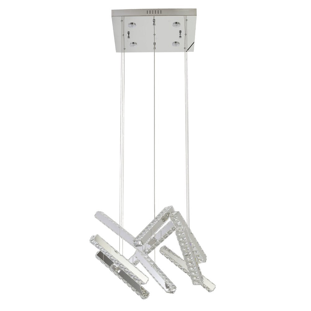 10-Light Chrome LED Chandelier With Clear Crystal Accents