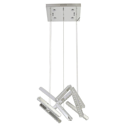 10-Light Chrome LED Chandelier With Clear Crystal Accents