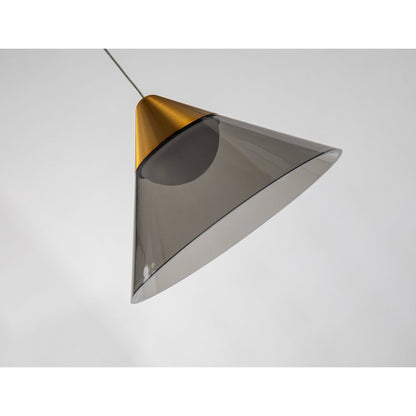 1-Light Antique Gold Single Pendant With A Smoke Acrylic Shade