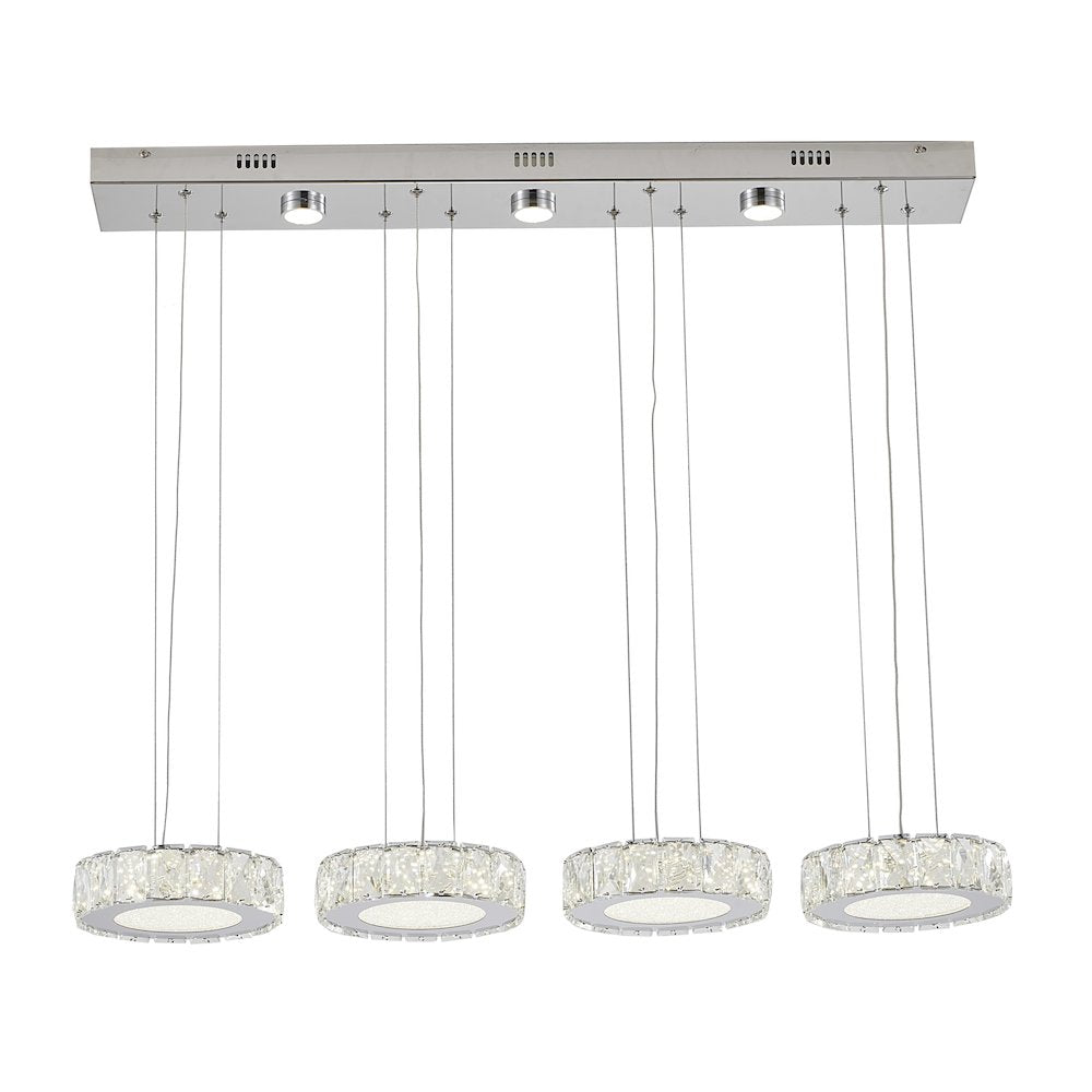 7-Light Chrome LED Chandelier With Clear Crystals