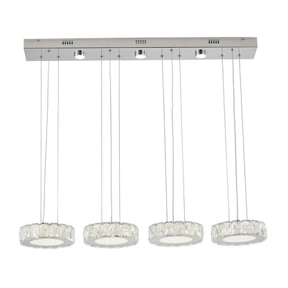 7-Light Chrome LED Chandelier With Clear Crystals