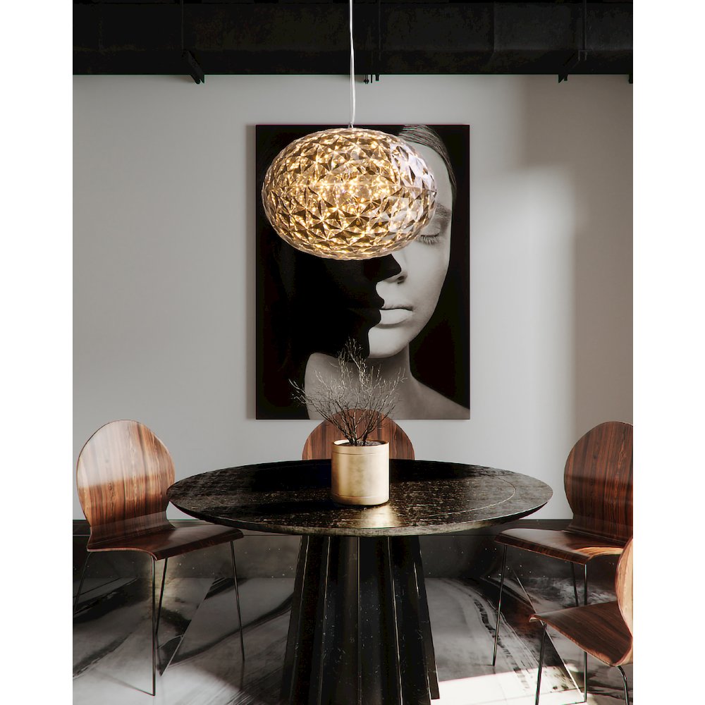 1-Light Chrome Dimmable LED Pendant With A Smoke Acrylic Shade