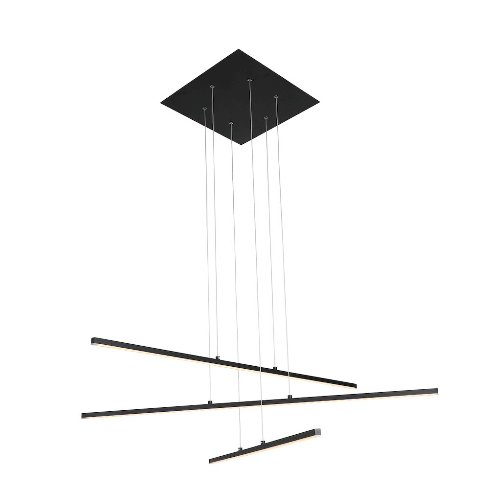 3-Light Matte Black Metal LED Chandelier With Selectable LED Color Temperature