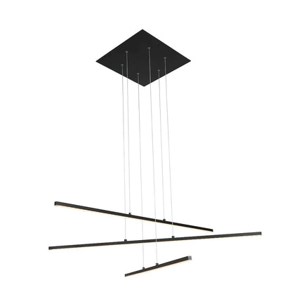 3-Light Matte Black Metal LED Chandelier With Selectable LED Color Temperature