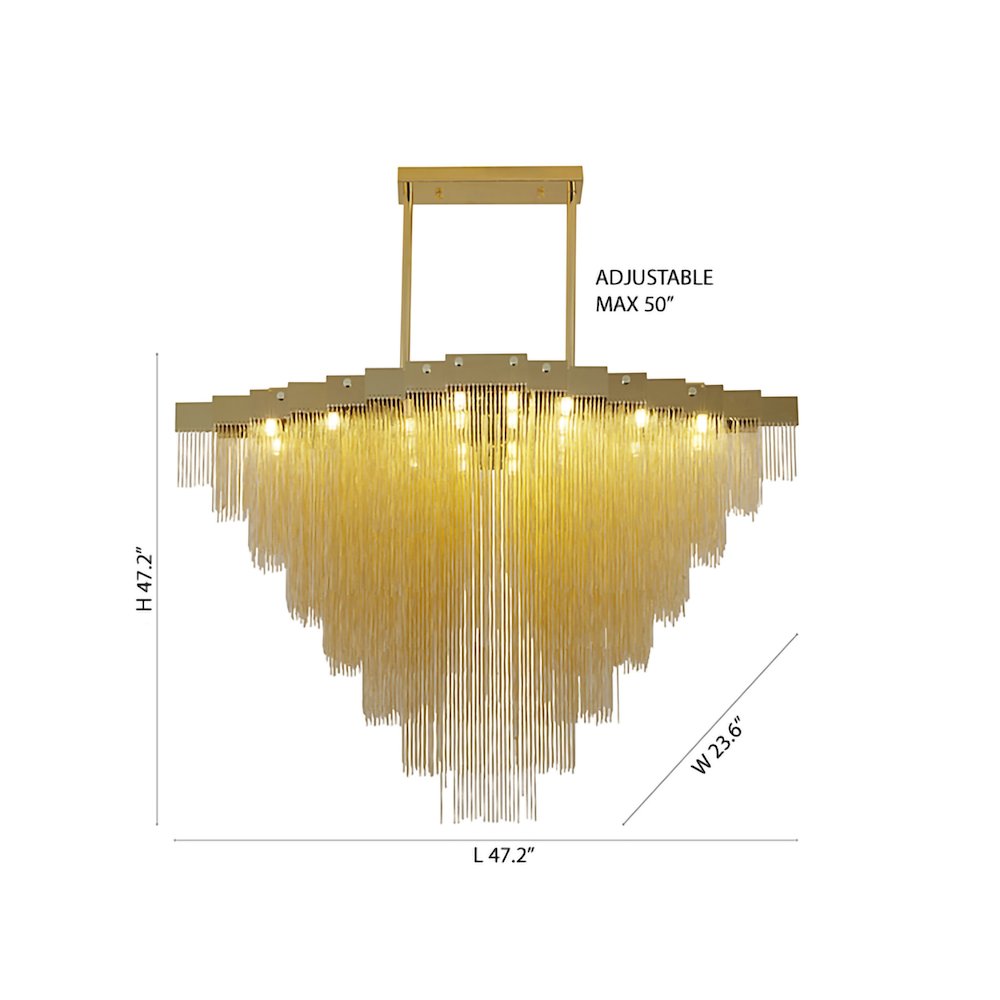 24-Light Gold Chandelier With Hanging Aluminum Chains
