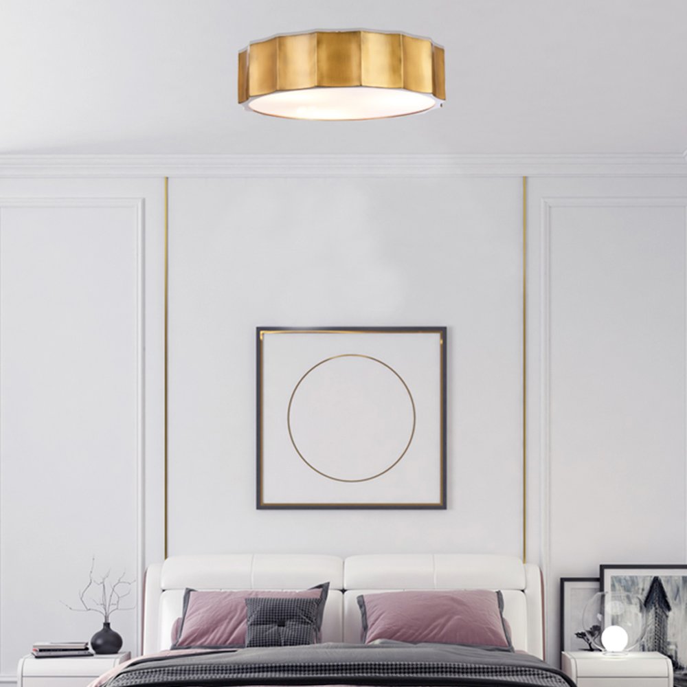 4-Light Brass Iron Flush Mount With A White Acrylic Bottom Cover