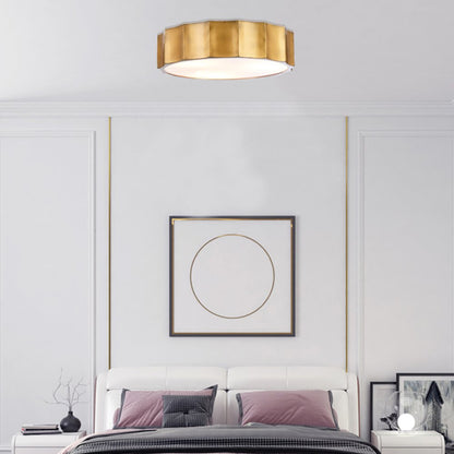 4-Light Brass Iron Flush Mount With A White Acrylic Bottom Cover