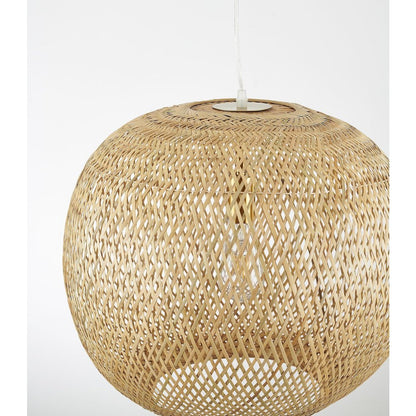 1-Light Brass Pendant With A Bamboo Wood Weaved Basket Shade