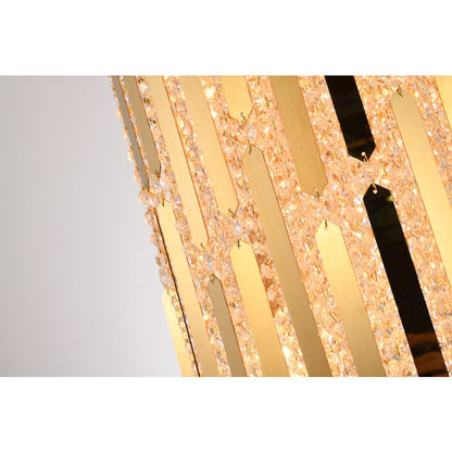 1-Light Gold Stainless Steel Pendant With Clear Crystals