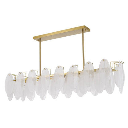 8-Light Brass Chandelier With Frosted Glass