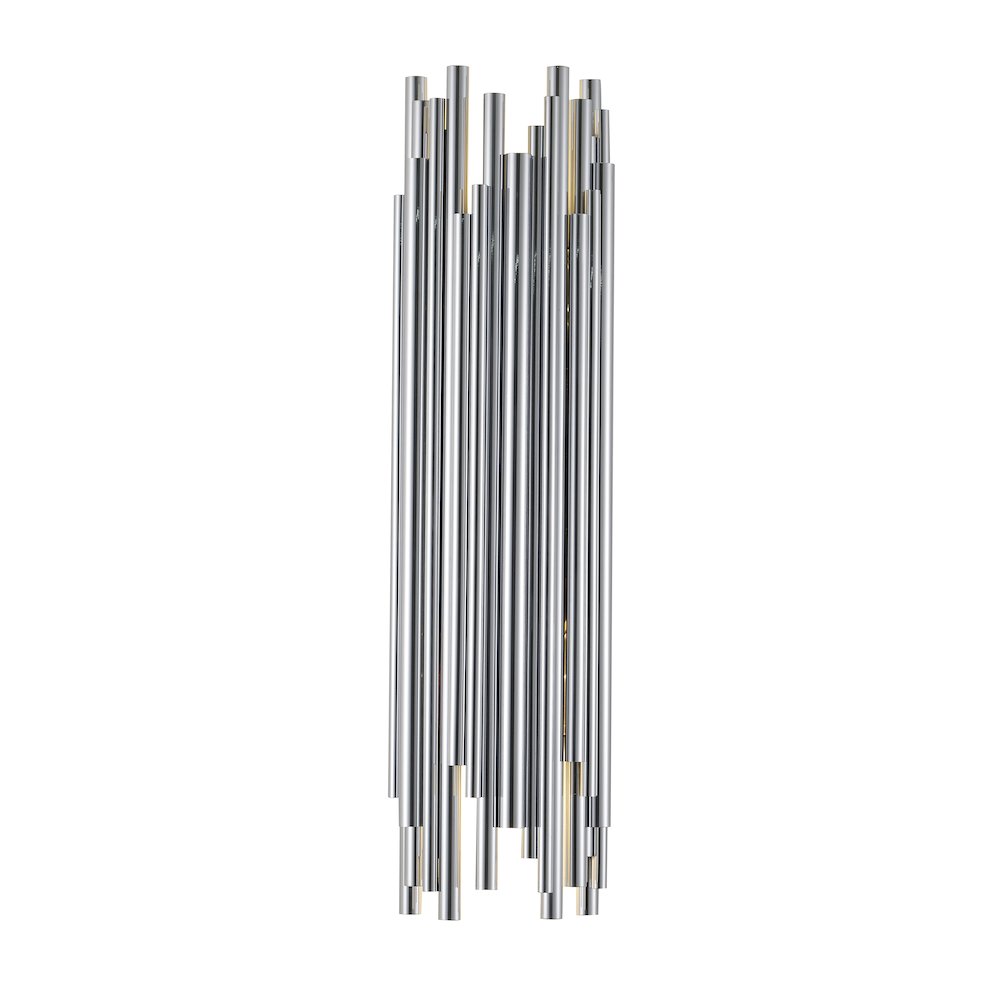 2-Light Shiny Nickel Rod Stainless Steel Wall Sconce