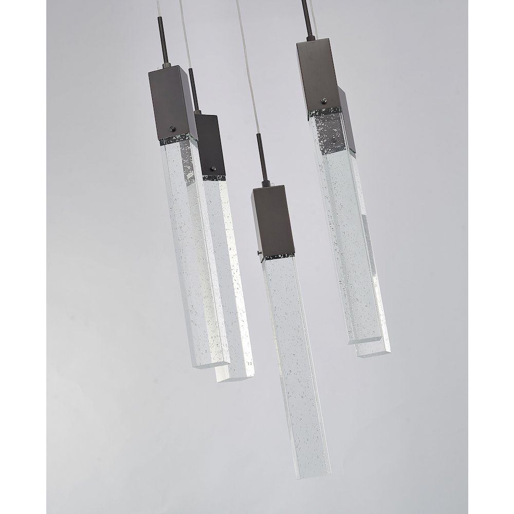 5-Light Matte Black Chandelier With A Clear Bubble Crystal