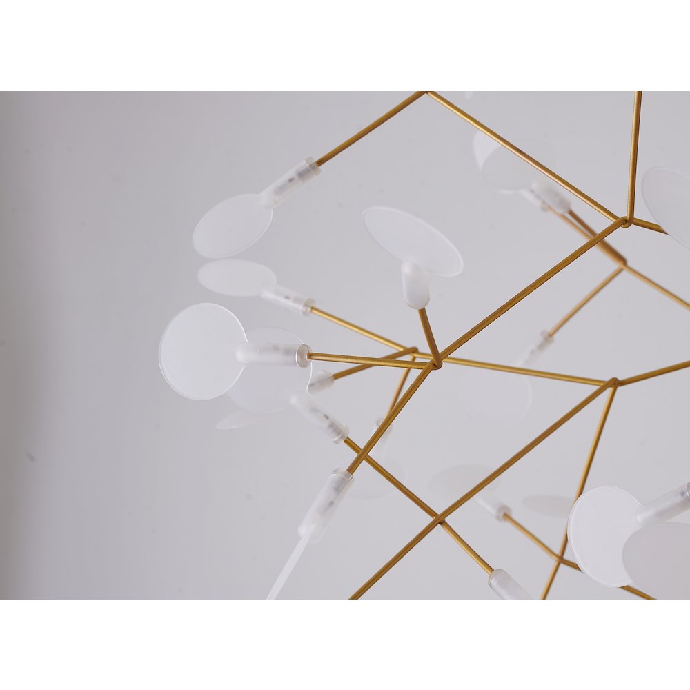 63-Light Gold LED Petal Chandelier With Frosted Acrylic Diffusers