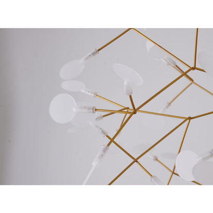 63-Light Gold LED Petal Chandelier With Frosted Acrylic Diffusers