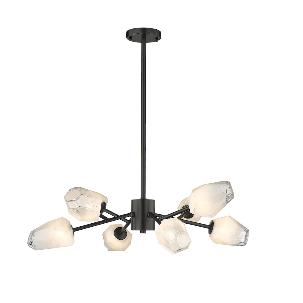 8-Light Black Chandelier With White Glass Shades