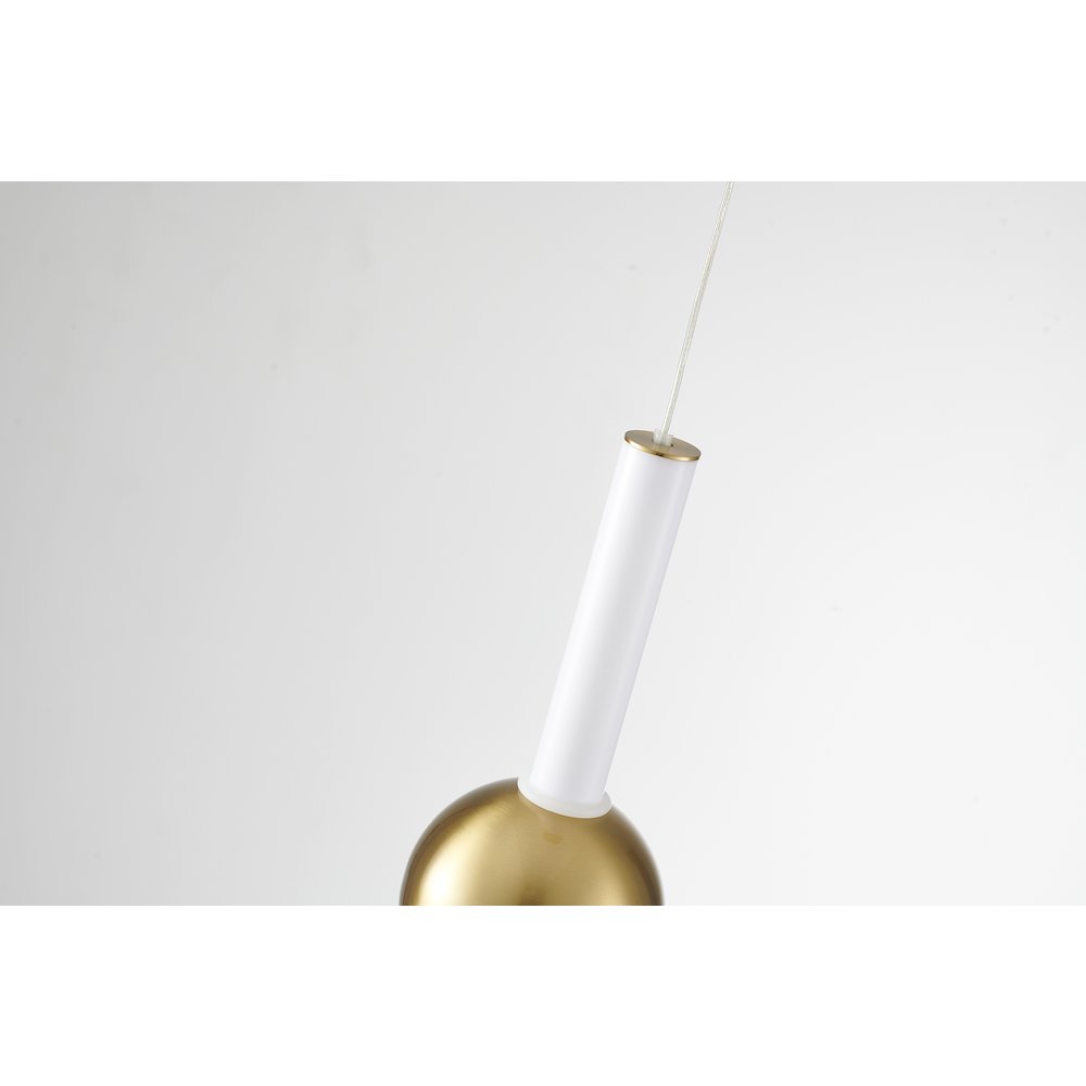 1-Light Gold LED Single Pendant With A White Acrylic Shade