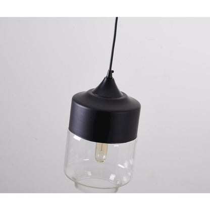 1-Light Matte Black Single Pendant With A Clear Glass Shade
