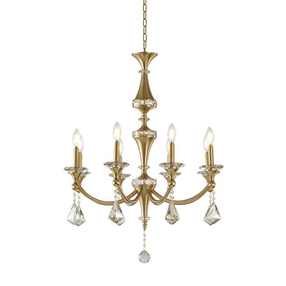 8-Light Satin Brass Chandelier With Clear And Champagne Crystals