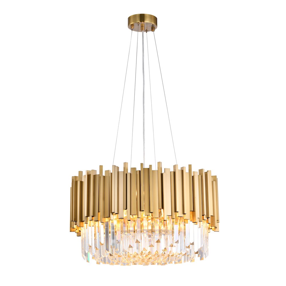 8-Light Gold Stainless Steel Chandelier With Clear Crystals