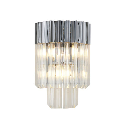 3-Light Chrome Wall Sconce With Clear Hanging Crystals