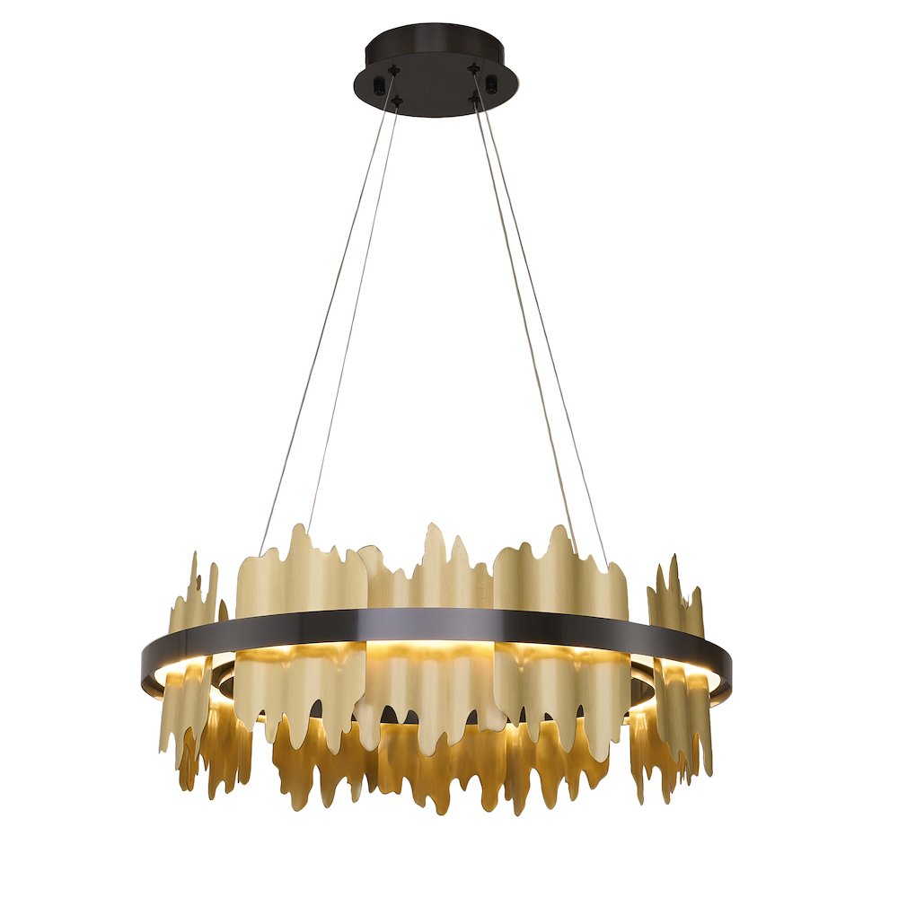 1-Light Black Stainless Steel LED Chandelier With Brass Copper