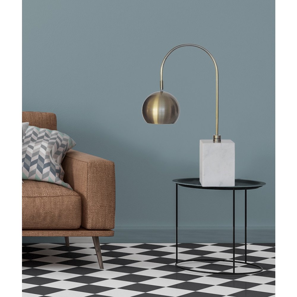 Bethel International Table Lamp in Antique Brass Color