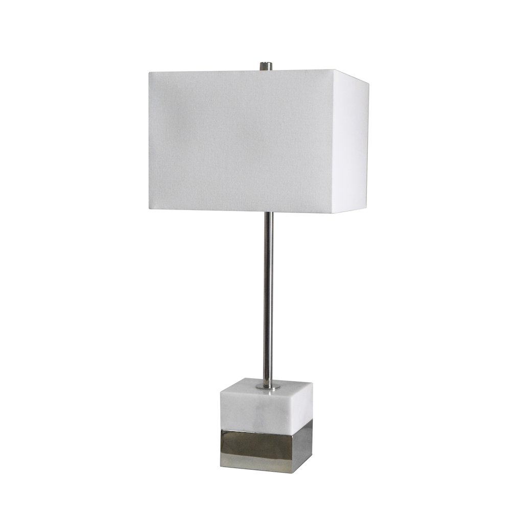 1-Light Polished Nickel Table Lamp With A Marble Base And A Shade