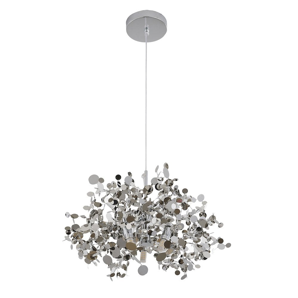 3-Light Chrome Stainless Steel Sparkle Confetti Pendant
