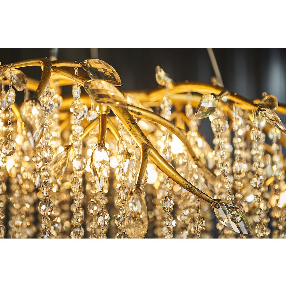 10-Light Gold Chandelier With Champagne Crystal Accents