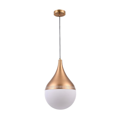 1-Light Gold Metal Pendant With A Milk White Glass Shade