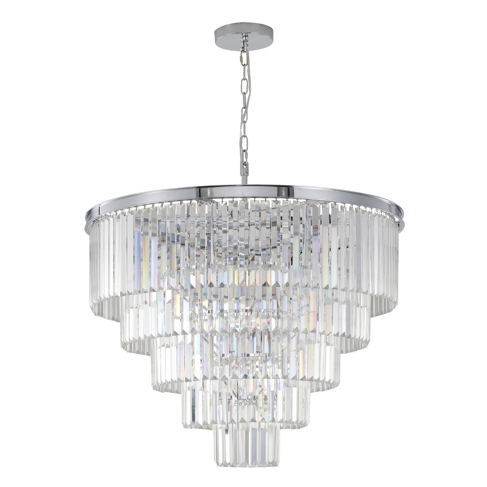 15-Light Chrome Chandelier With Clear Hanging Crystal