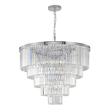 15-Light Chrome Chandelier With Clear Hanging Crystal
