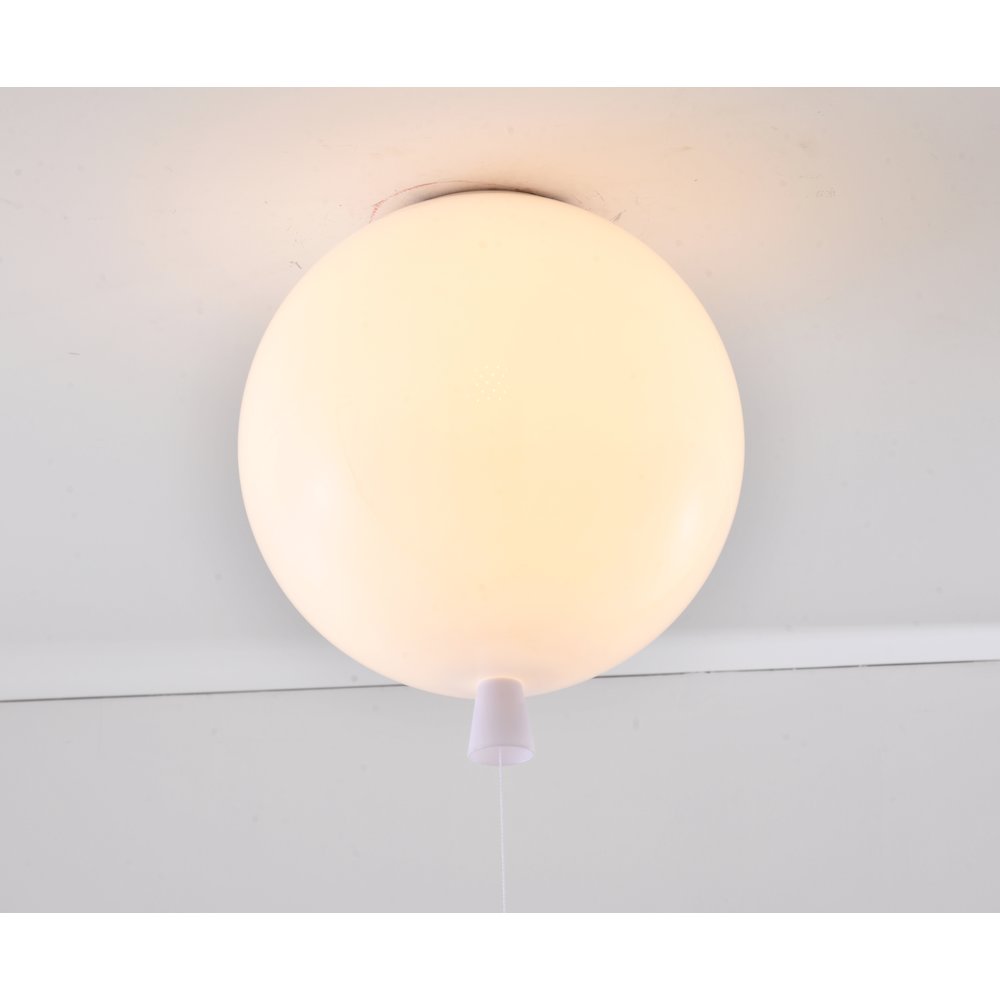 1-Light white acrylic semi flush mount in a balloon shape