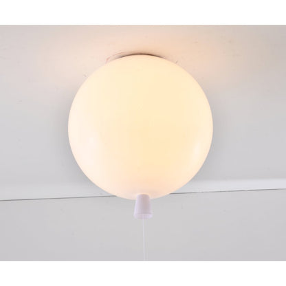 1-Light white acrylic semi flush mount in a balloon shape