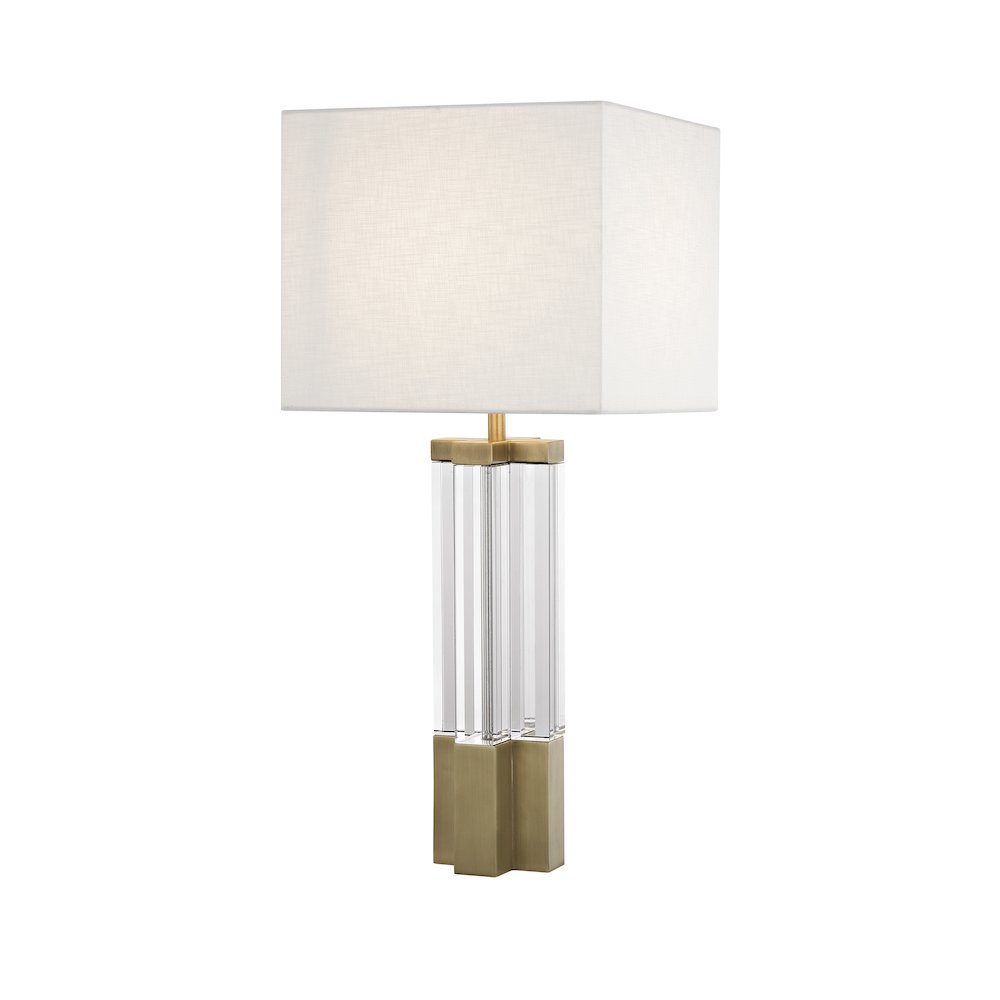 1-Light Antique Brass Table Lamp With A Drum Shade