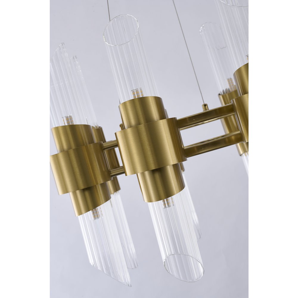 16-Light Satin Brass Iron Chandelier With Glass Shades