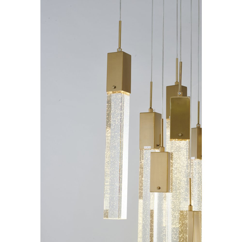 41-Light Gold Chandelier With Clear Block Bubble Crystals