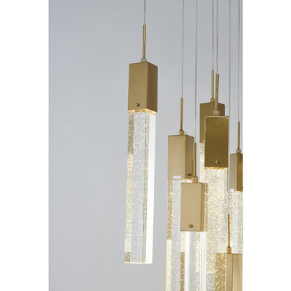 41-Light Gold Chandelier With Clear Block Bubble Crystals