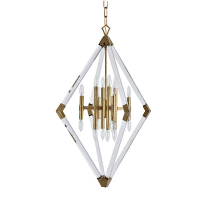 16-Light Antique Gold Chandelier With Clear Acrylic Arms