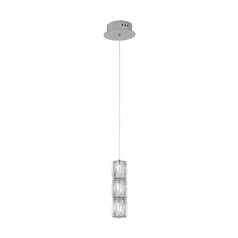 3-Light Chrome LED Pendant With Clear Crystals