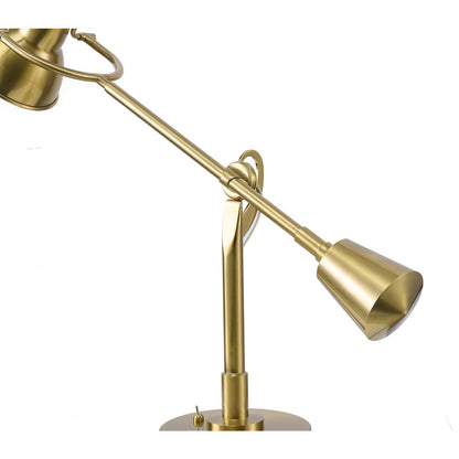1-Light Brass Iron Table Lamp With A Shade And Clear Glass Cover