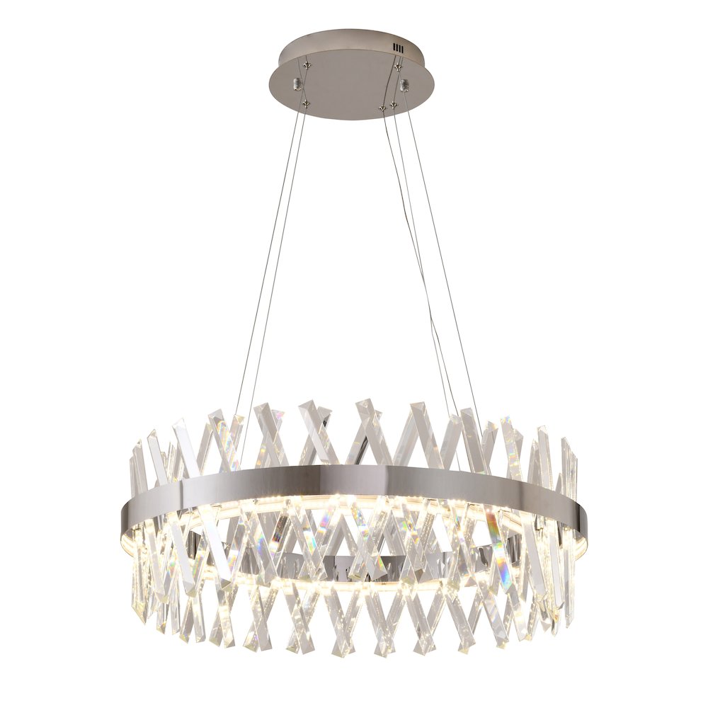 1-Light Chrome dimmable LED chandelier With Clear Crystal Accents