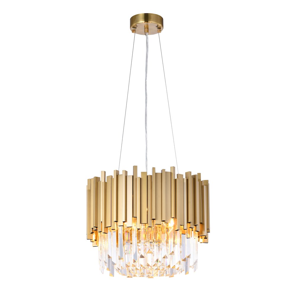 6-Light Gold Stainless Steel Chandelier With Clear Crystals