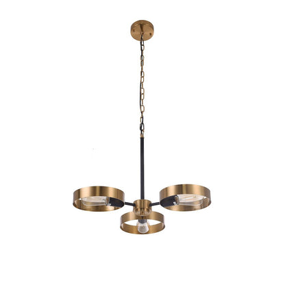3-Light Black And Golden Bronze Accents Chandelier