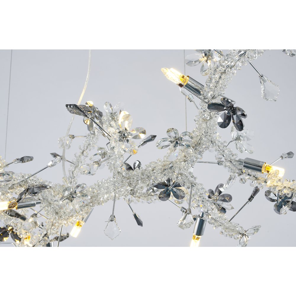 20-Light Chrome Chandelier With Clear And Smoke Crystals