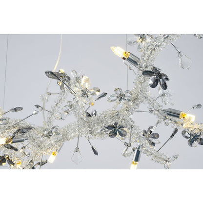 20-Light Chrome Chandelier With Clear And Smoke Crystals
